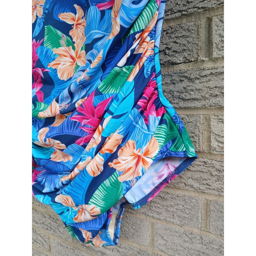 Miraclesuit X Talbots One-Piece Tropical Floral Swimsuit Sz 20W Ruched - Picture 3 of 6